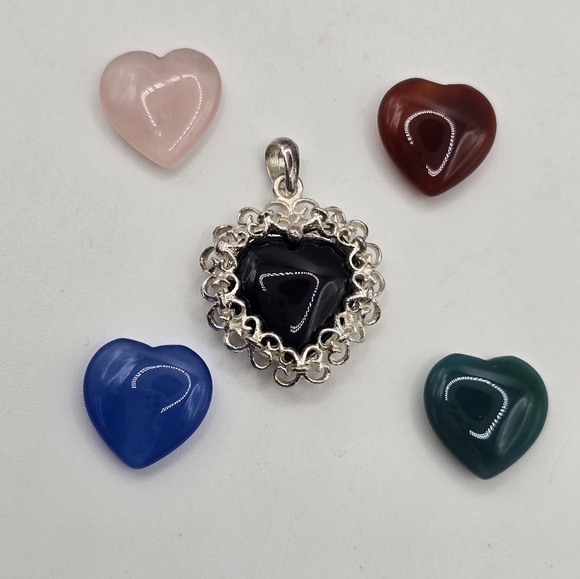 Sterling Silver 925 5 in 1 Interchangeable Heart Pendant Designer HAN - Picture 1 of 6